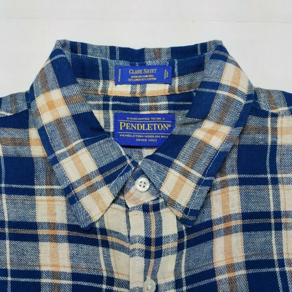 Pendleton Clark Shirt Linen cotton blend Plaid - Picture 5 of 8